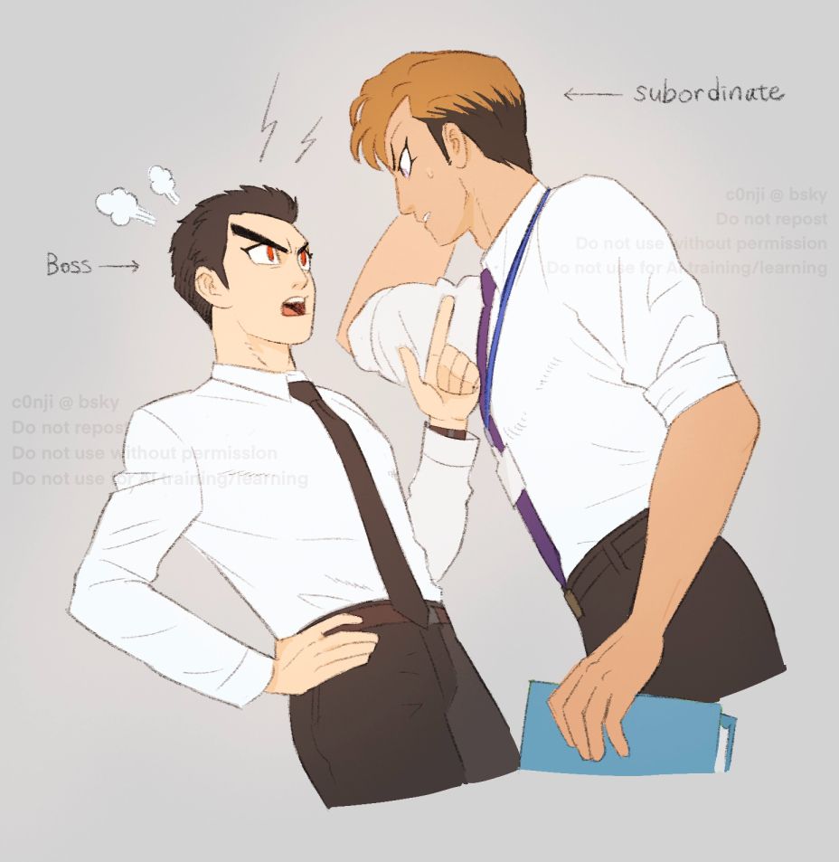 Kiyotaka Ishimaru and Mondo Owada as office workers.
Ishimaru is Owada's boss.