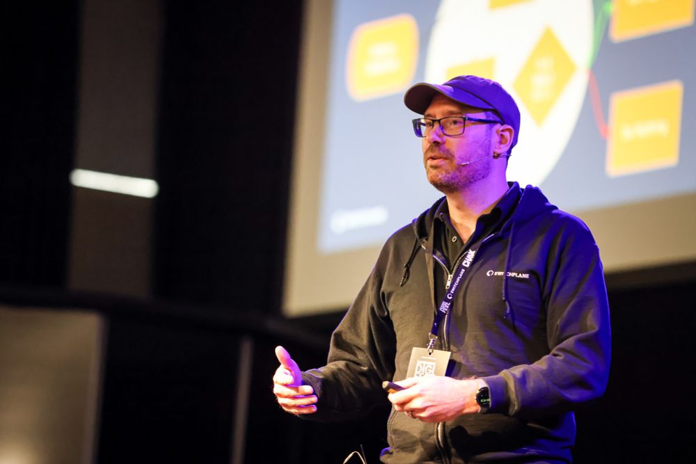 Tom Fielder on stage at Eastbourne DigiFest