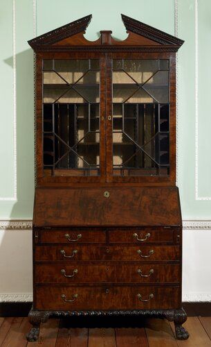 bureau bookcase, mahogany and secondary woods English, XVIIIc