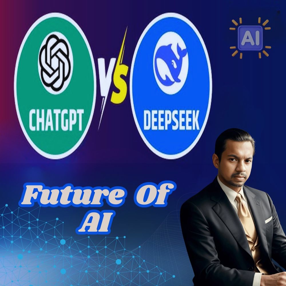 ChatGPT vs. DeepSeek: The Future of AI 🚀

💡 ChatGPT: Creativity & automation
💡 DeepSeek: Deep reasoning & problem-solving

Who will lead? AI is changing everything!

💬 Which AI do you think is the future? Comment below! 👇

♻️ Repost to help others grow!

👉 Follow Md Alamgir for more! #AI #ChatGPT #DeepSeek