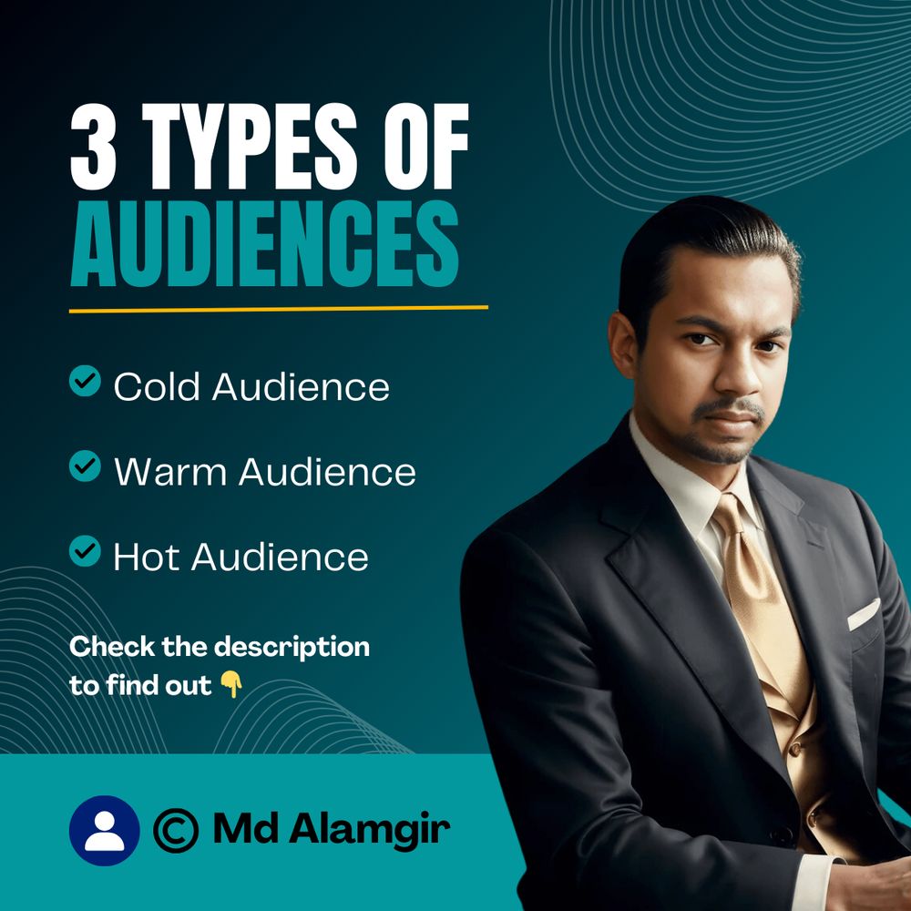 Difference Between Cold, Warm & Hot Audiences 📢

🔥 Cold Audience
➡️ Doesn’t know you or your brand.
➡️ First-time exposure through ads or content.
➡️ Takes time to build trust.

🔥 Warm Audience
➡️ Has seen your brand or engaged with your content.
➡️ Visited your website or interacted with posts.
➡️ More likely to convert with the right offer.

🔥 Hot Audience
➡️ Already purchased or ready to buy.
➡️ Trusts your brand.
➡️ Easily converts with retargeting & exclusive offers.

💬 Which audience do you target the most? Comment below! 👇
♻️ Share this to help others!
👉 Follow Md Alamgir

#MarketingTips #FacebookAds #DigitalMarketing #BusinessGrowth