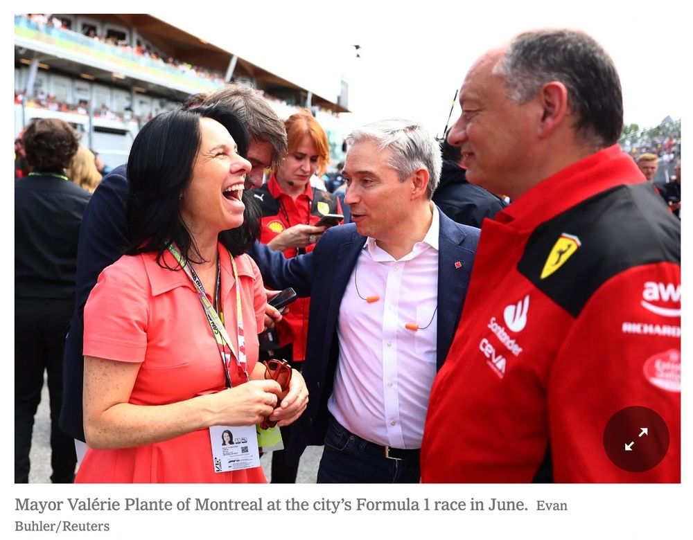 Montreal Mayor Valérie Plante laughs in the face of some auto racing magnate as she reclaims her city's roads from cars and trucks.