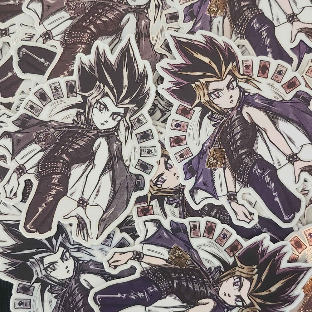 This image looks like the image before but there is no light cast so they look like regular matte stickers.