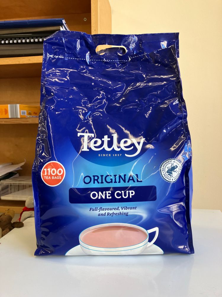 A 1100-count bag of Tetley tea bags