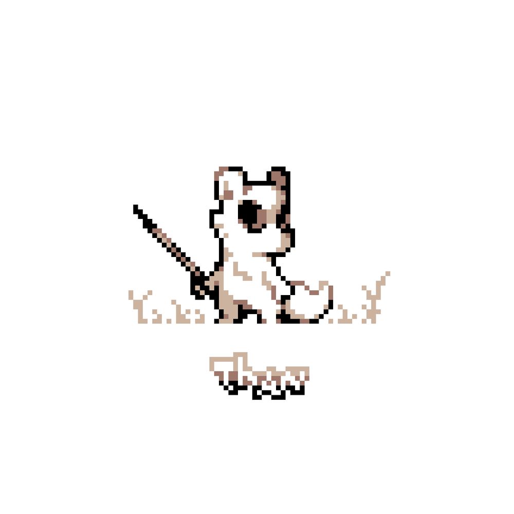 A pixel fanart of a slugcat from Rain World. The background is a solid color.