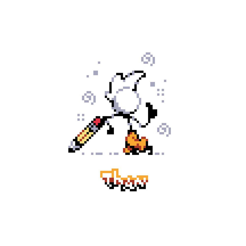 A pixel fanart of Fancy Pants from the Adobe Flash Player game Fancy Pants Adventures. The Background is a solid color.