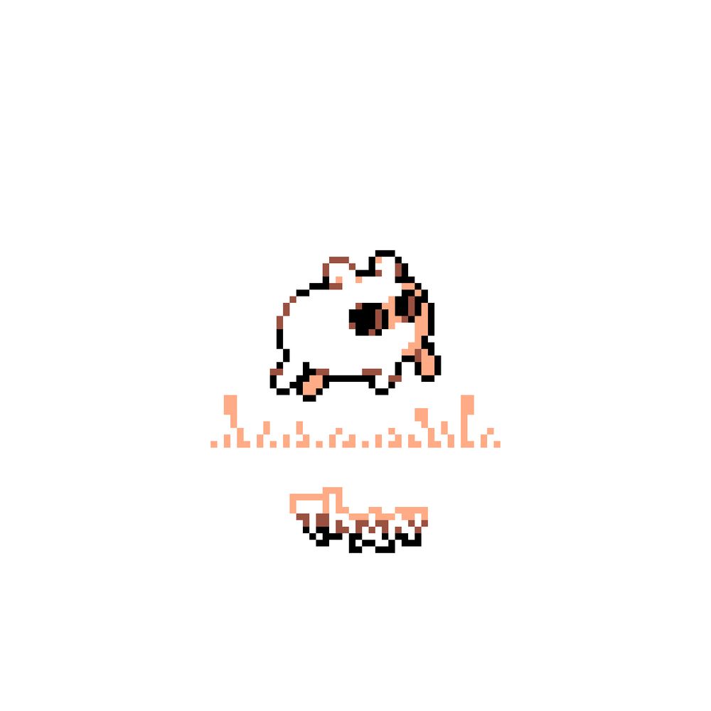 A pixel fanart of BABA from Baba Is You. The background is a solid color.