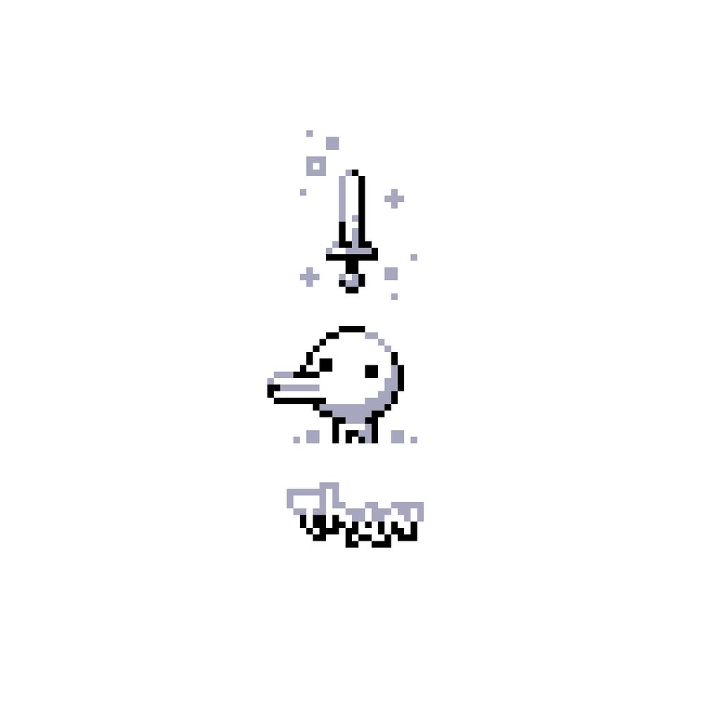 A pixel fanart of the game Minit. The Background is a solid color.