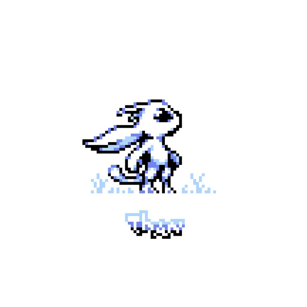 A pixel fanart of Ori from Ori and the Blind Forest. The background is a solid color.