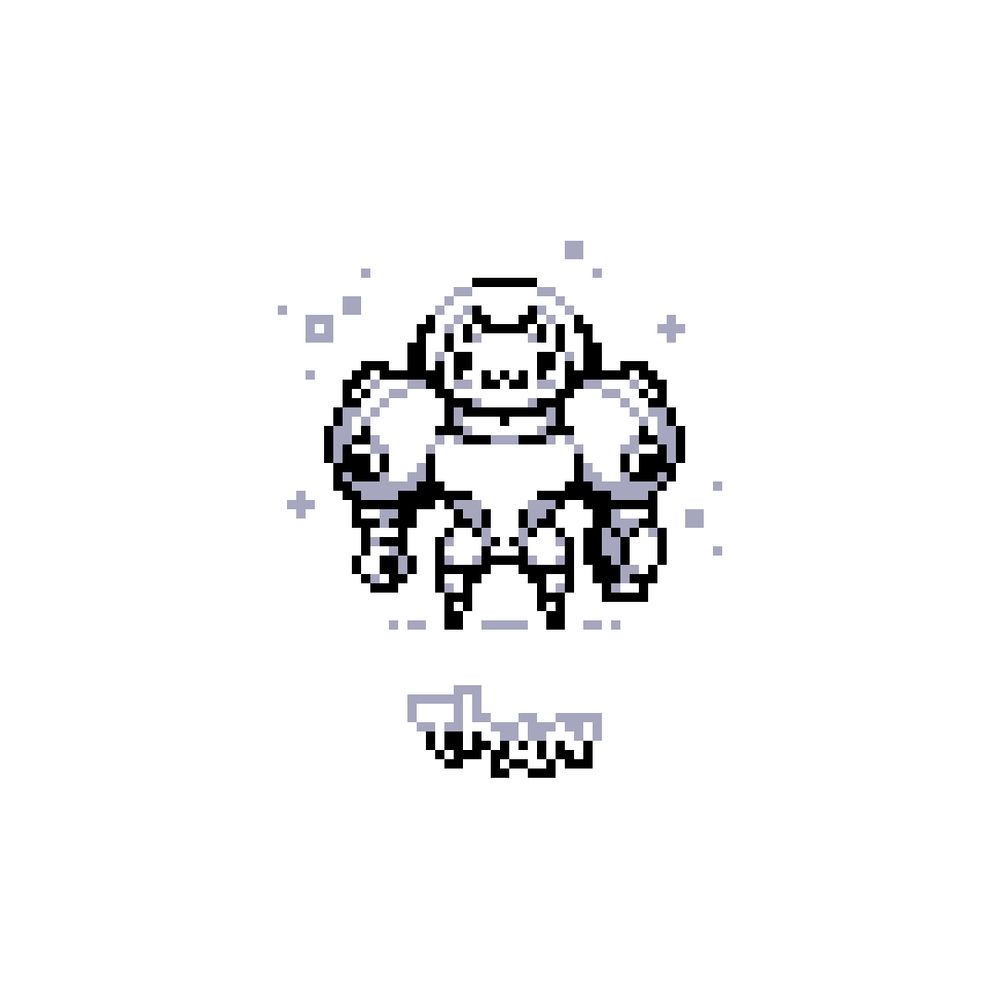 A pixel fanart of Kiki, the main character of Gato Roboto. The Background is a solid color.