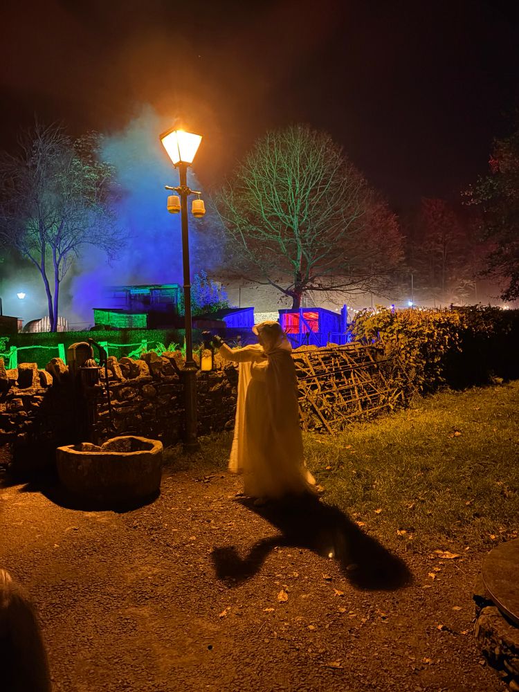 Ghostly woman in white.