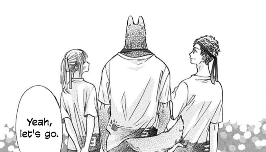 Mari, Tsunagu and Yukihiro standing together