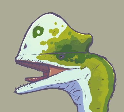 An older sketch of the same wyvern showing only the head with the mouth open. 