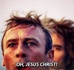 Edward Woodward in The Wicker Man shouting OH JESUS CHRIST! ha ha ha ha
