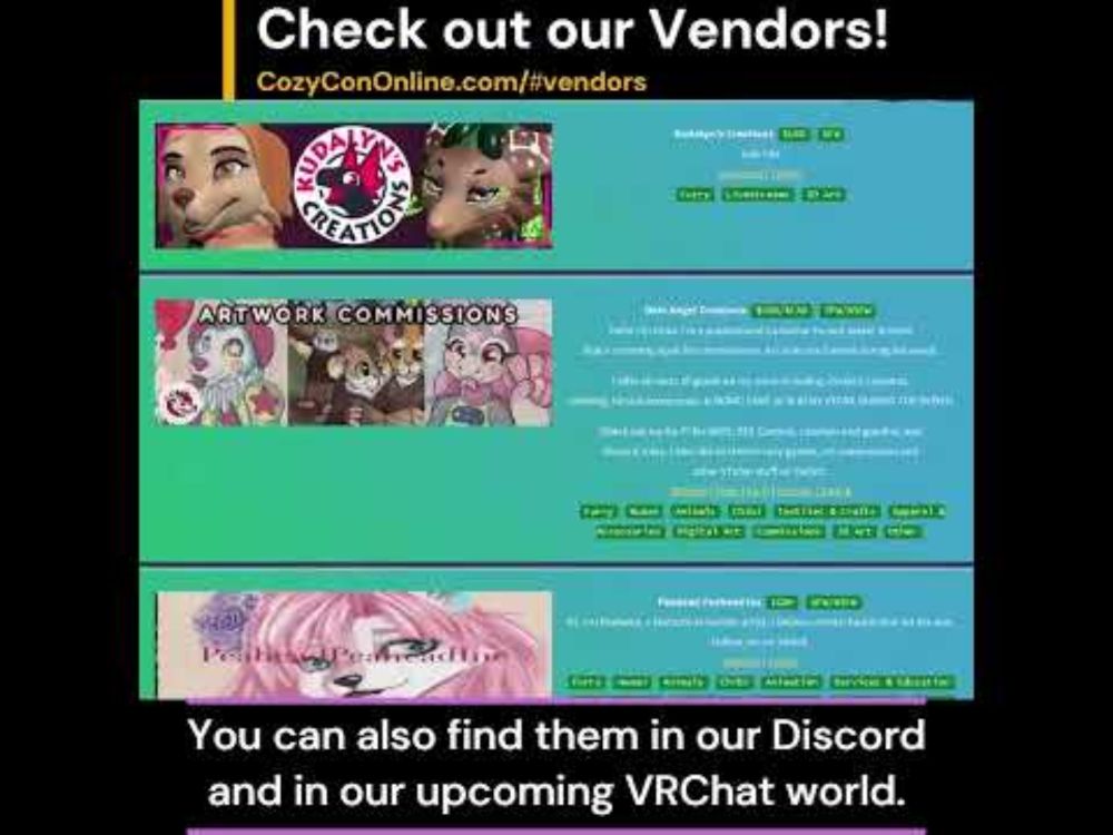 Vendors list is live! || CozyCon Online 2024 || #shorts #communityevent #convention #artists