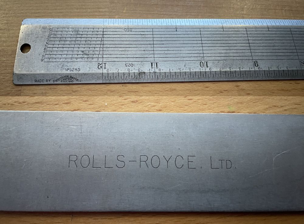 Steel scale with Rolls Royce Ltd inscription