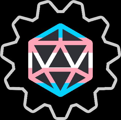 The SpellBot logo in the trans pride flag colors.