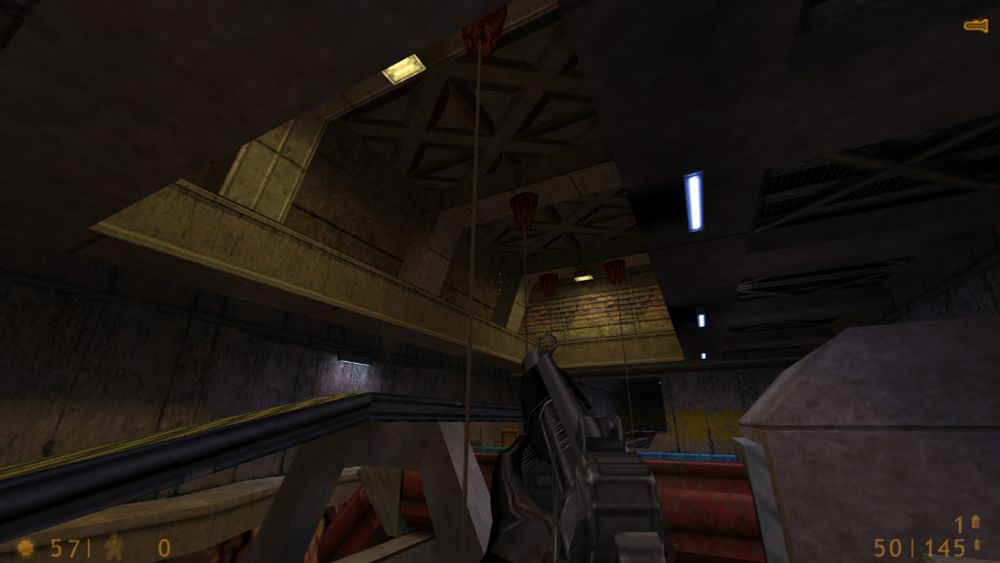 half-life "on a rail" - four barnacles hanging from the ceiling