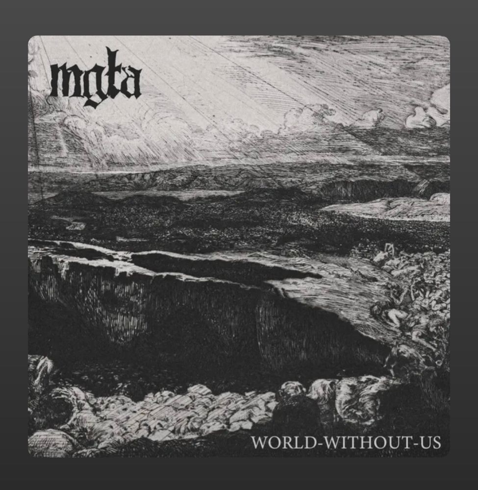 Screenshot of music player showing the single "world without us" by Mgla