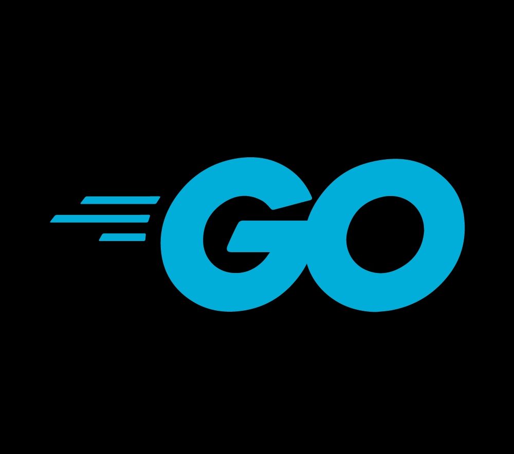 The Go language logo. The word "GO" in light blue, with three short lines to the left of the word. 