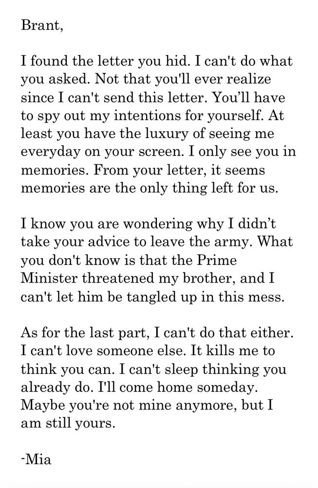 Letter from MC to her love interest 