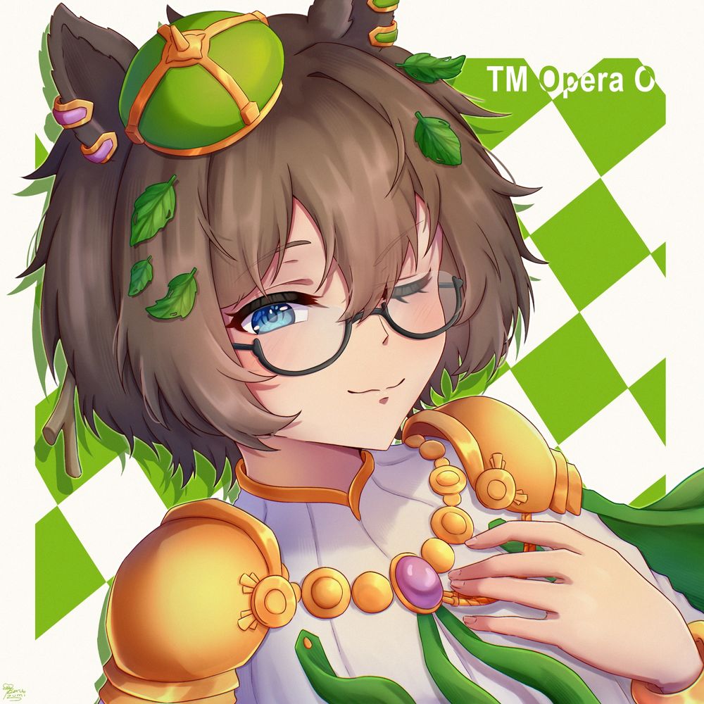 An illustration of Vtuber TM12GB cosplaying as TM Opera O from Uma musume Pretty Derby