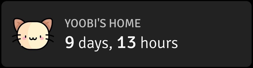 screenshot of a countdown for min Yoongi of BTS being discharge from the military, there is a cat emoji and it says "YOOBI'S HOME" and 9 days, 13 hours