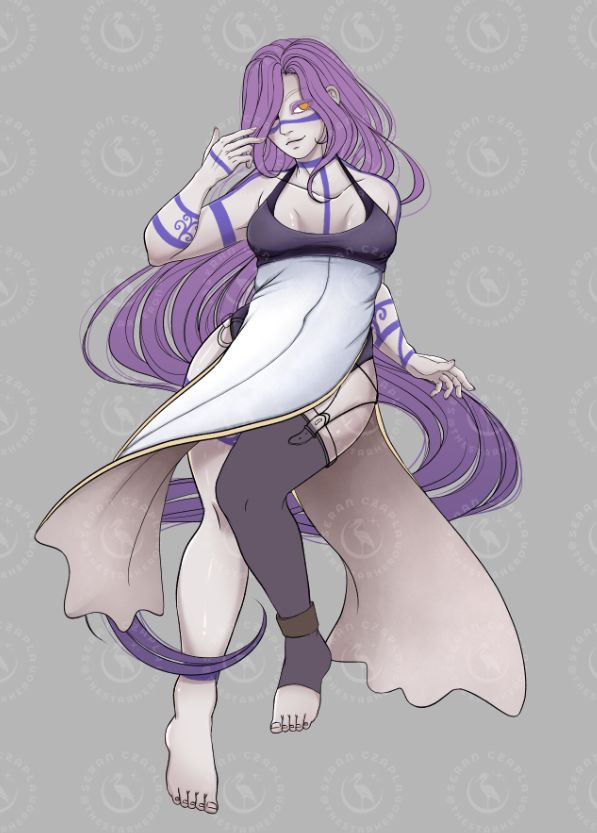 WIP digital art of a purple haired woman in white and brown attire. The character is an UTAU by the name of Leagsaidh NicSithean.