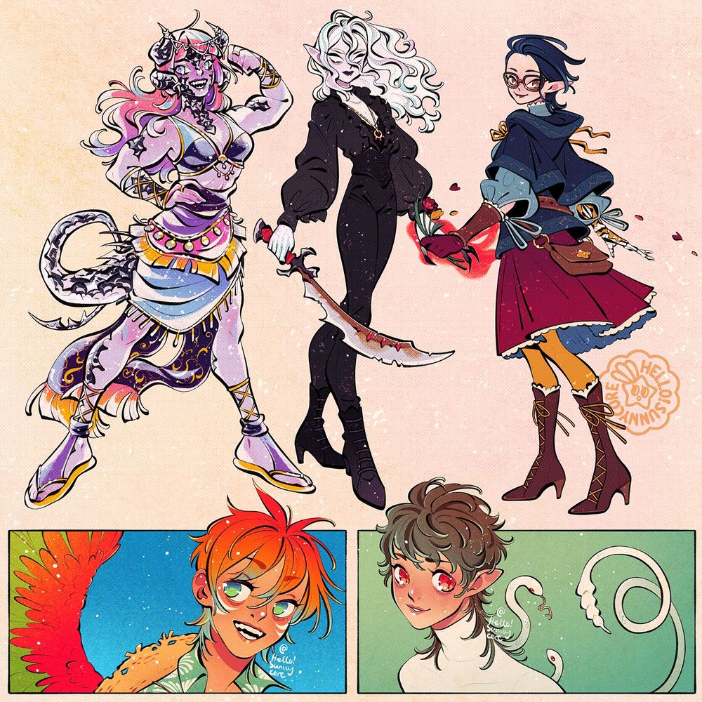 these are "real deal" and "vignette" type commissions, which can be ordered from my kofi! ☕️