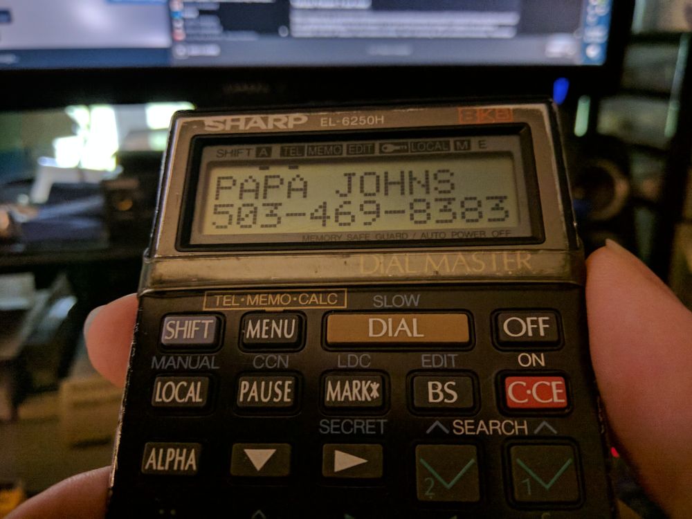 In the database still from when I bought it is this number to a Papa John's restaurant. I don't know if it's still valid.