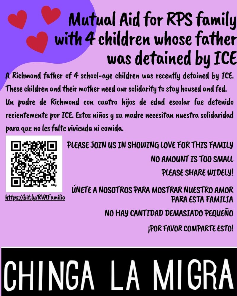 A poster for a local family in need of mutual aid, father taken by ICE.