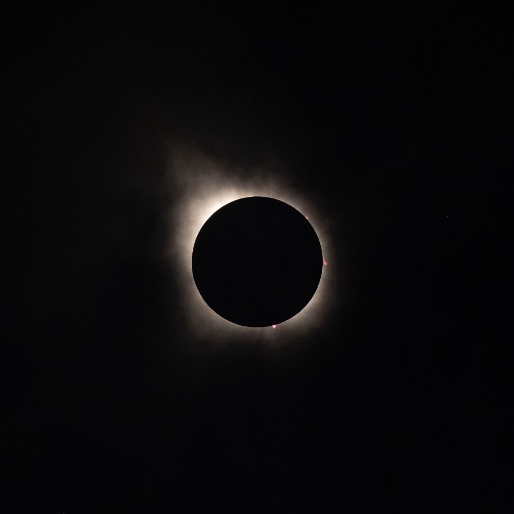 Photograph of the 2024 solar eclipse with full totality.