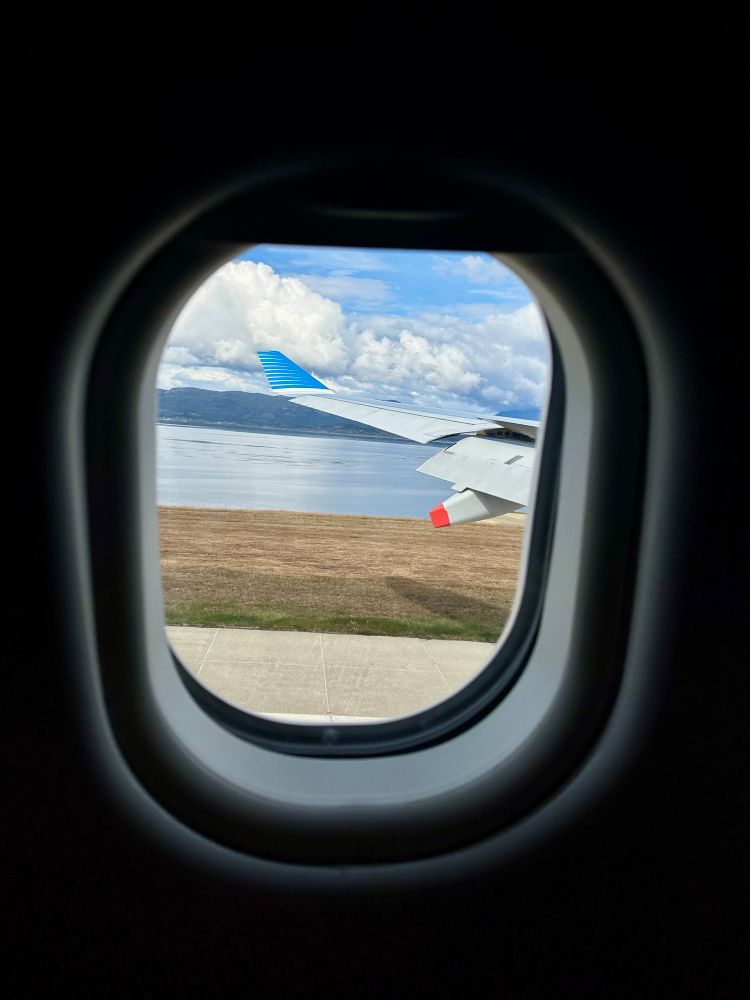 Landing at Ushuaia airport in Argentina 