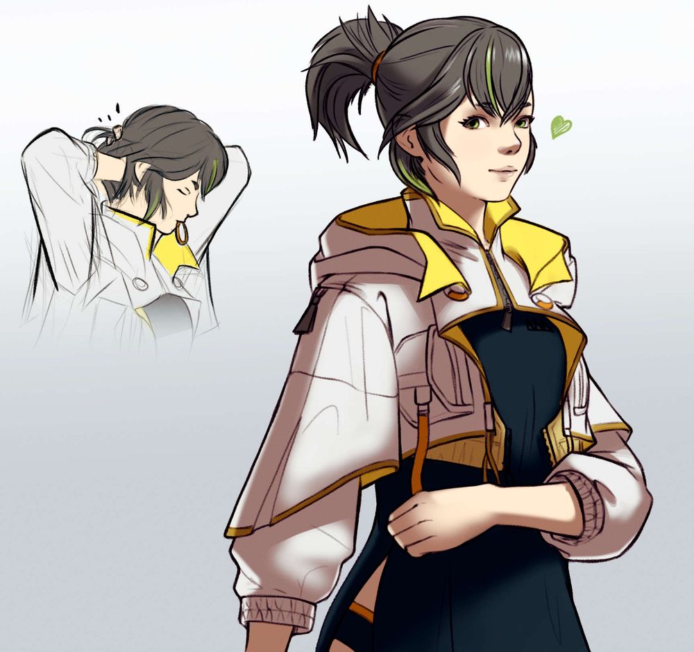 Sphene with a ponytail from Final Fantasy XIV