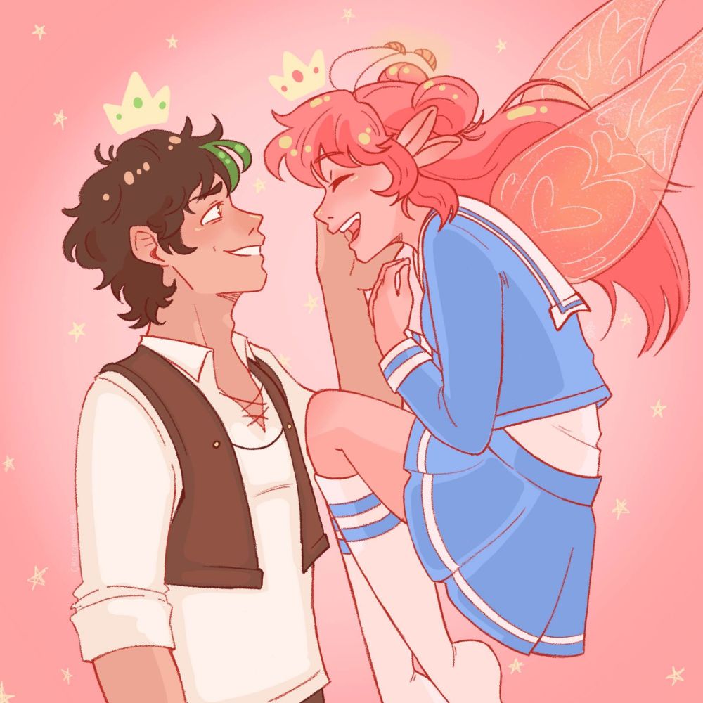 Joel and Lizzie (SmallishBeans and LDShadowLady) face to face with loving, happy expressions