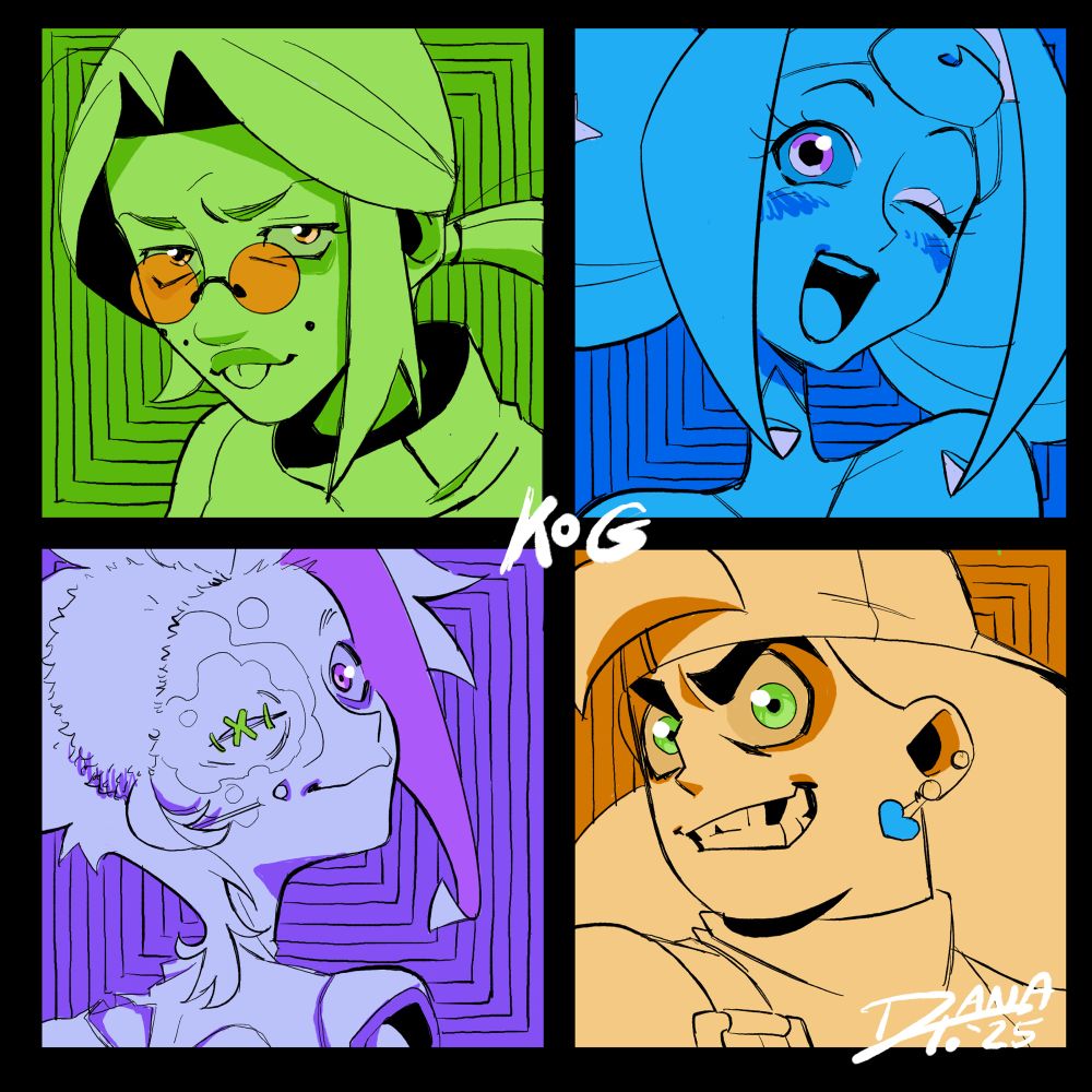Portraits of Andi, Princess Guinevere, “Gwen”, and Frankie