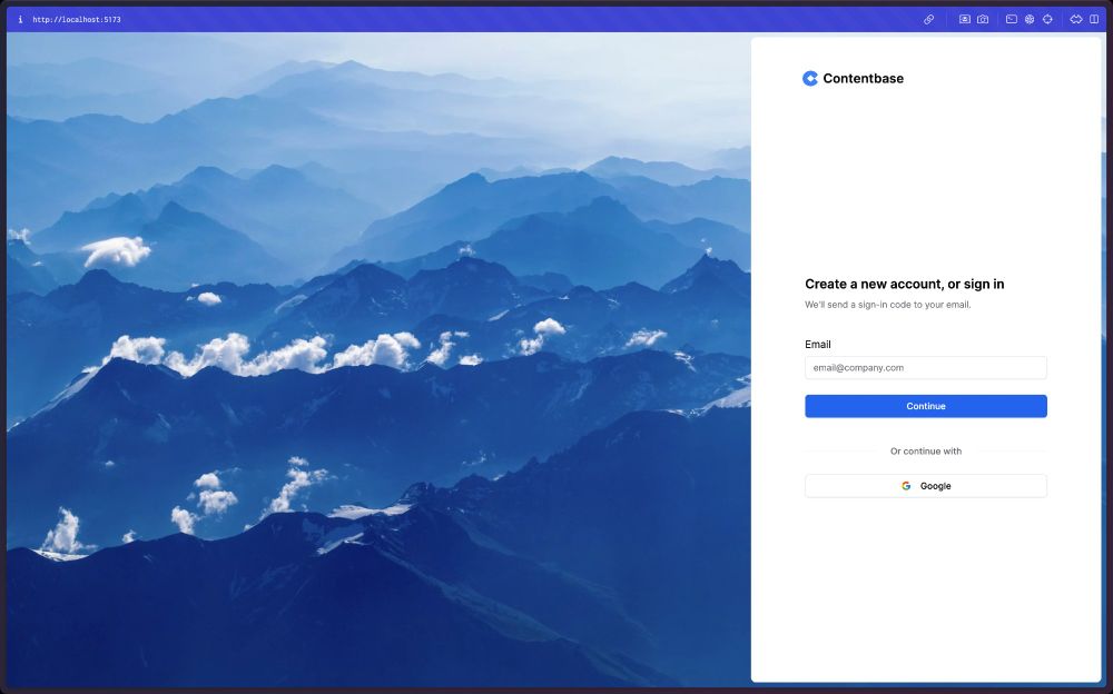 New sign in screen for Contentbase