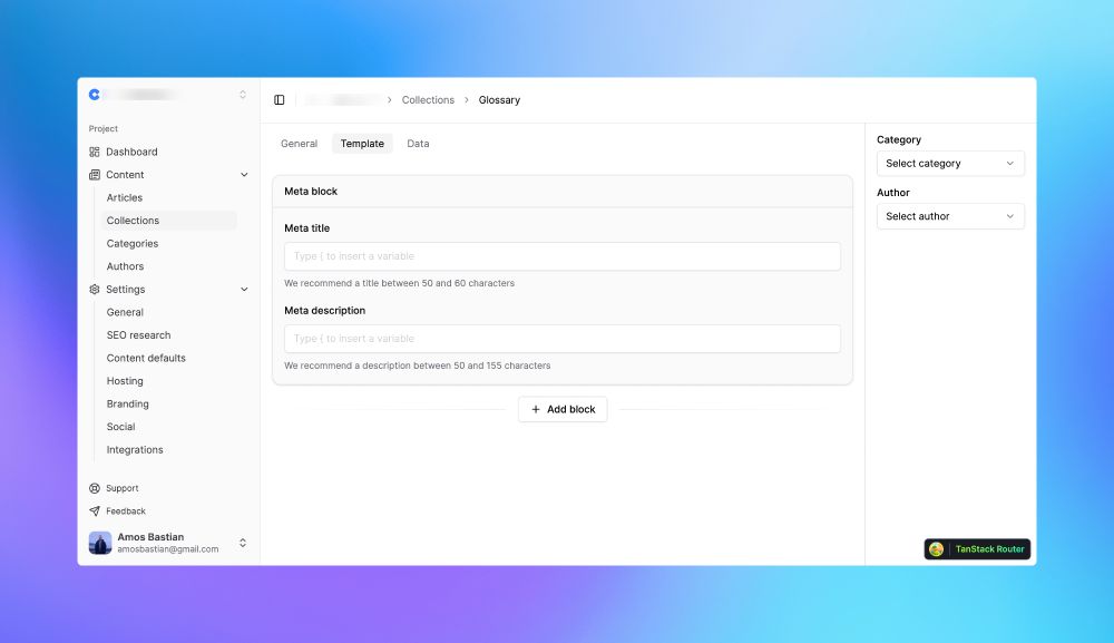 UI of the new app I'm building