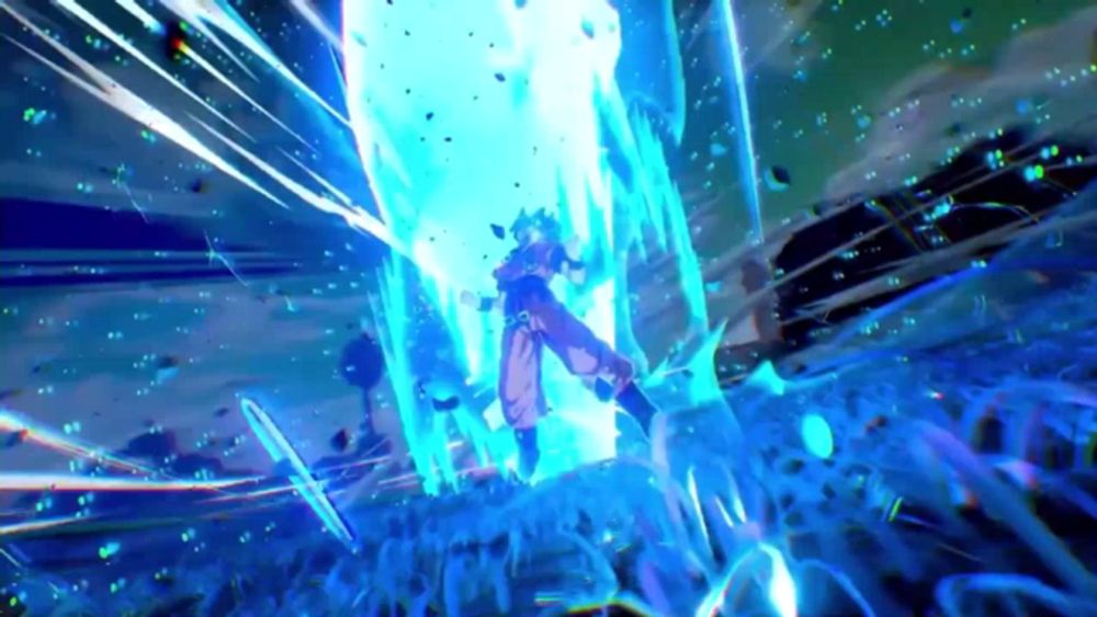 a person is standing in the middle of a blue lightning storm .