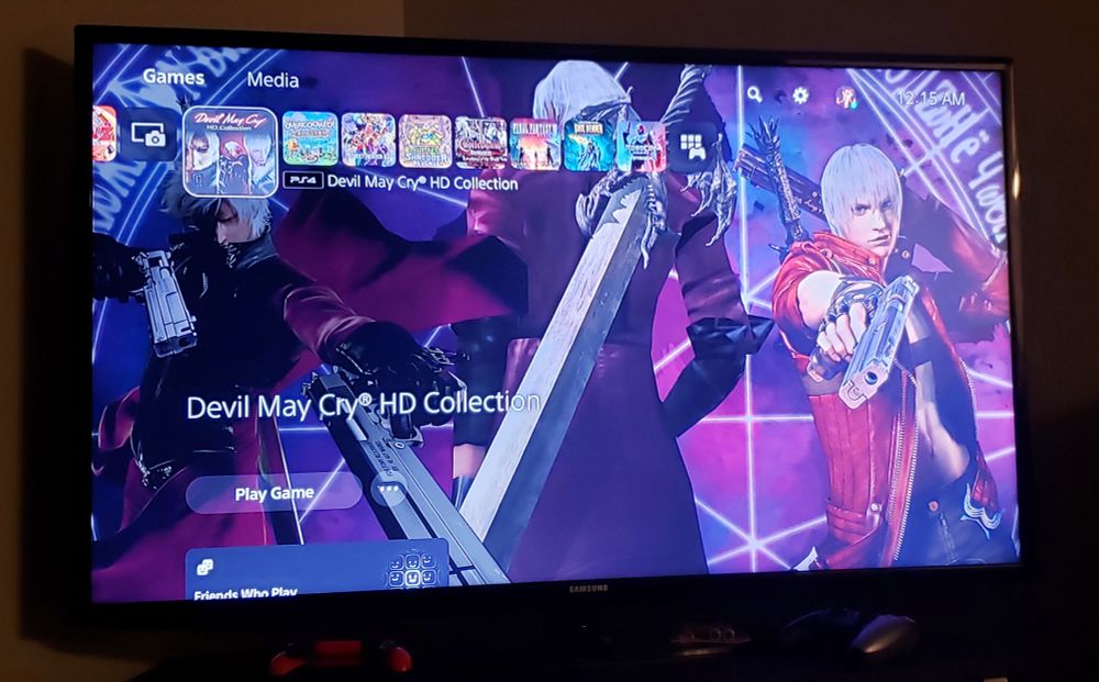 the Devil May Cry HD Collection is shown upon a tv screen