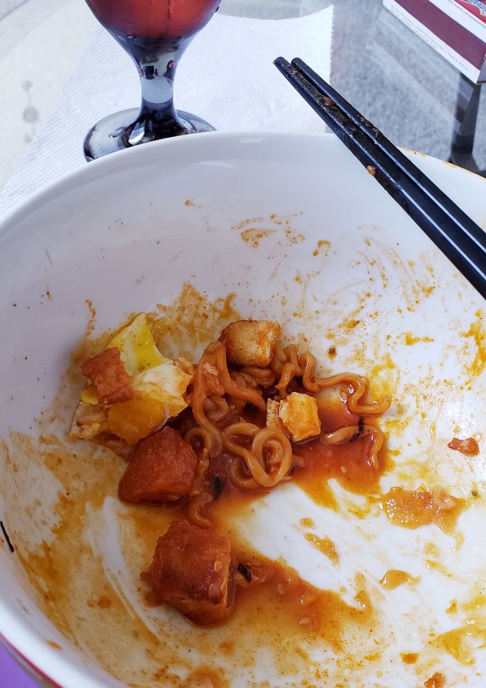 the almost-fully eaten bowl