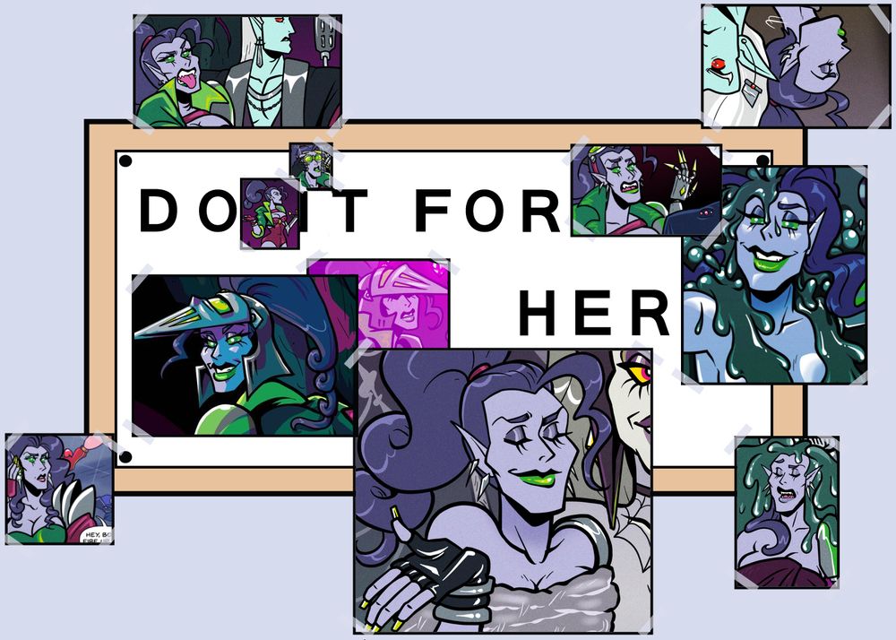 The "Do It For Her" Simpsons meme featuring an OC, First General Alkamilla of the Shadowmurk Empire, a kind of techno-witch.