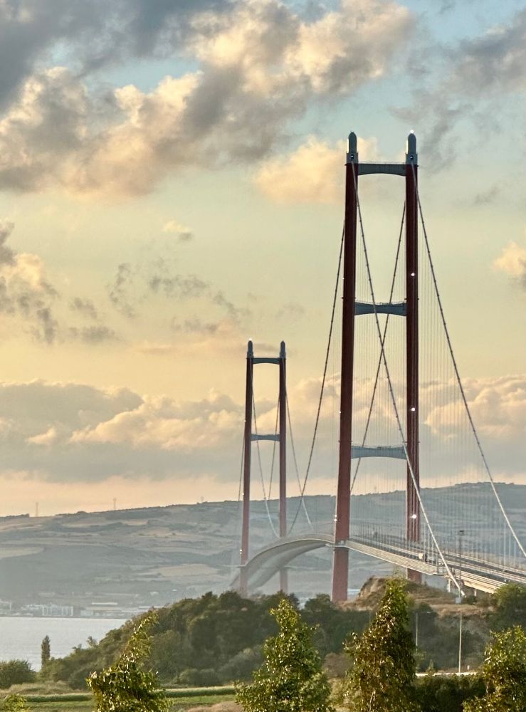 The bridge with the longest central span is currently the 1915 Çanakkale Bridge in Turkey, which crosses the Dardanelles. Opened in 2022 it has a central span of 2023 meters.