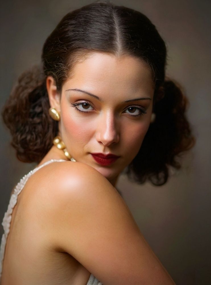 Colour version of Lupe Vélez looking very intense