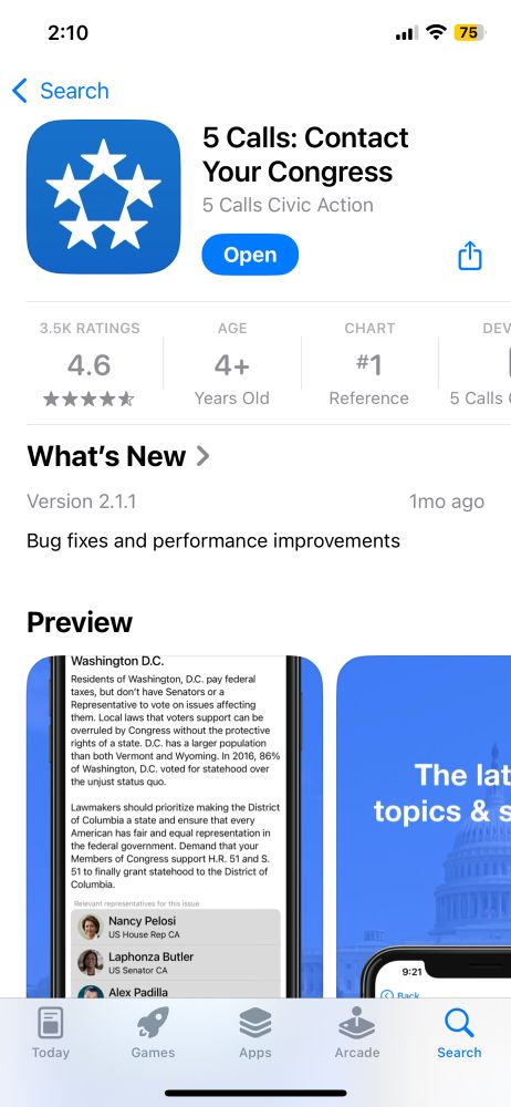 5 calls: contact your congress app 