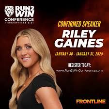 Frontline Policy Run2Win Conference flyer featuring Riley Gaines