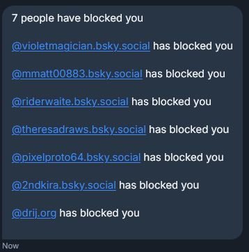 a list of people who blocked me, dm for the list I don't wanna type it