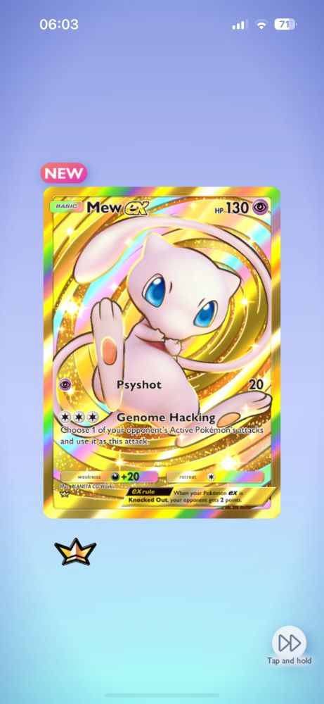 Gold rare crown mew from Pokémon tag pocket