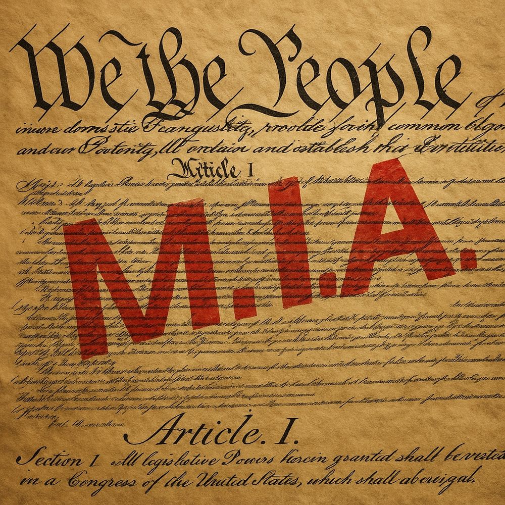 Constitution of the United States stamped with M.I.A.