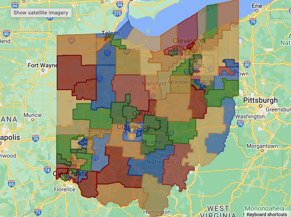 Map of Ohio's gerrymandered state districts.